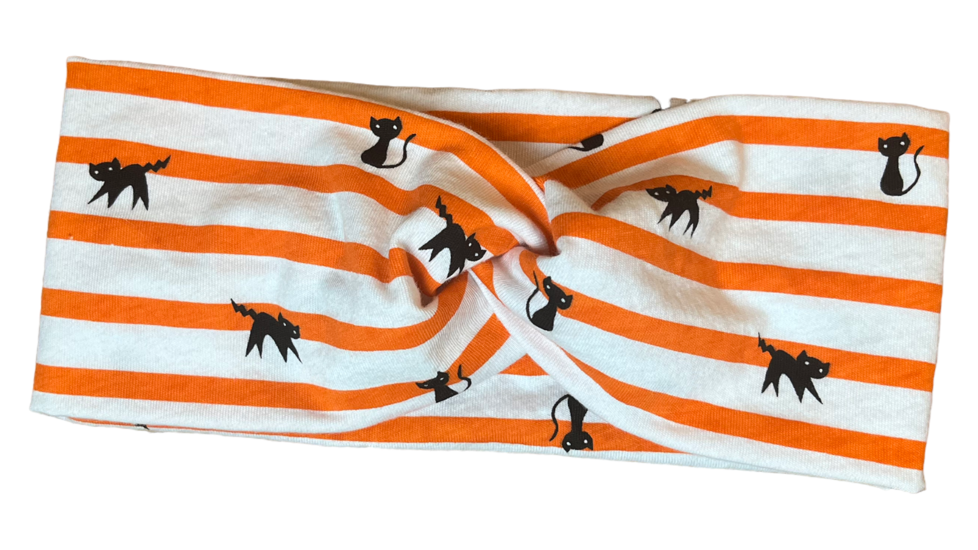 Black Cat & Orange Stripes Twisted Headband