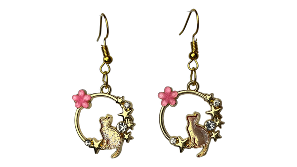 Stars & Flower Cat Earrings