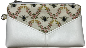 Floral Bees Clutch | Removable Wrist Strap