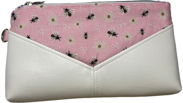 Bees & Daisies Clutch | Removable Wrist Strap