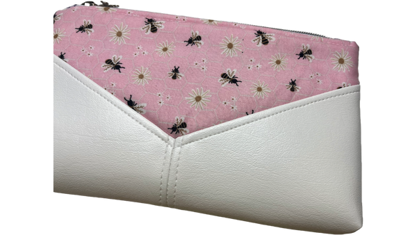 Bees & Daisies Clutch | Removable Wrist Strap