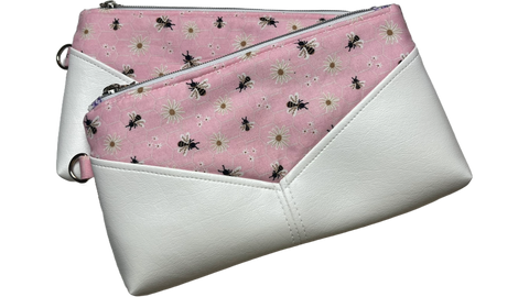 Bees & Daisies Clutch | Removable Wrist Strap