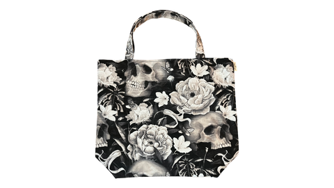 Floral Skulls Tote Bag - Cotton Canvas