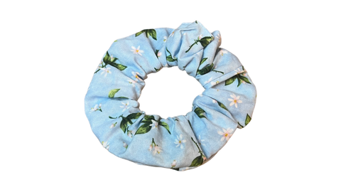 Small Blue Floral Scrunchie
