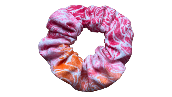 Lined Roses Flannel Scrunchie