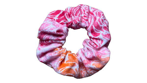 Lined Roses Flannel Scrunchie
